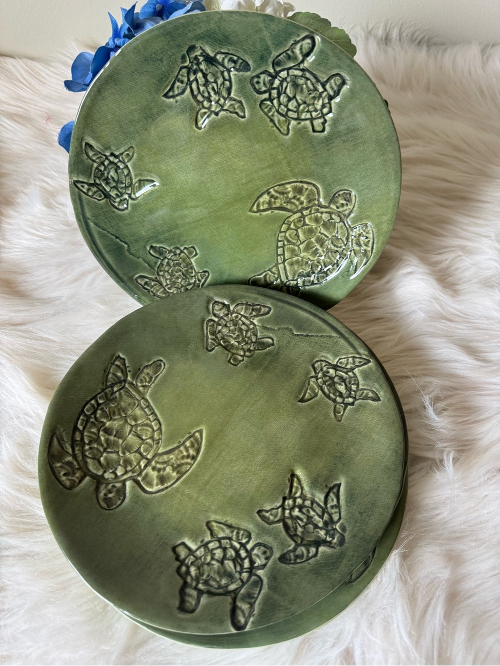 Pottery Barn Green Sea Turtle Dinner Plates - Set of 6